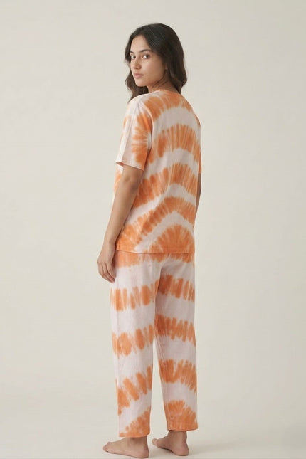 Premium Tie-Dye Relaxed Co-Ord Set – Sunset Apricot