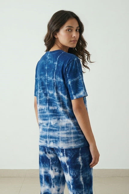 Premium Tie-Dye Relaxed Co-Ord Set – Midnight Indigo