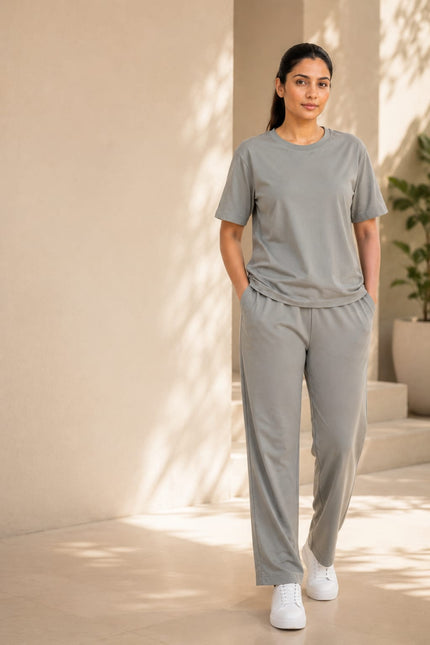 Premium Cotton Lycra Jersey Co-Ord Set for Women | 220 GSM | Soft Travel Wear