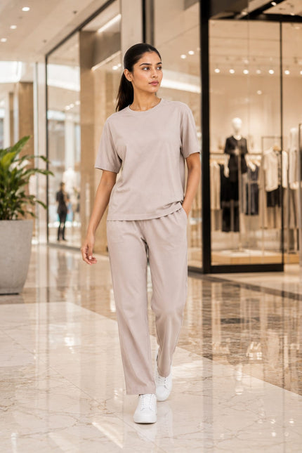 Premium Cotton Lycra Jersey Co-Ord Set for Women | 220 GSM | Soft Travel Wear