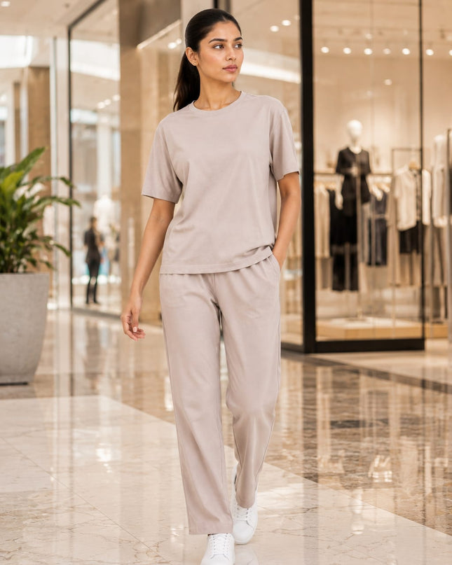 Premium Cotton Lycra Jersey Co-Ord Set for Women | 220 GSM | Soft Travel Wear