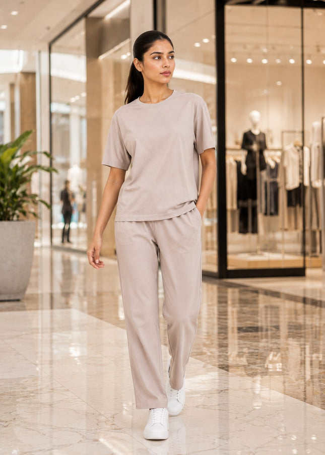 Premium Cotton Lycra Jersey Co-Ord Set for Women | 220 GSM | Soft Travel Wear