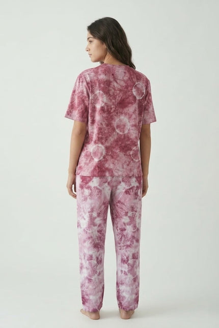Premium Tie-Dye Relaxed Co-Ord Set - Berry Rose